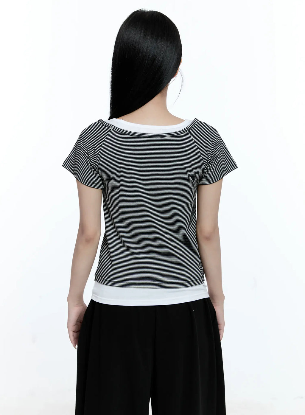 Striped Layered Short-Sleeve Tee CG513