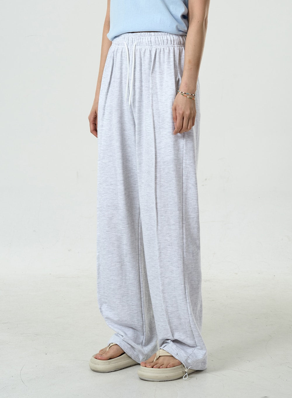 Pin-tuck Wide Leg Sweat Pants CU7