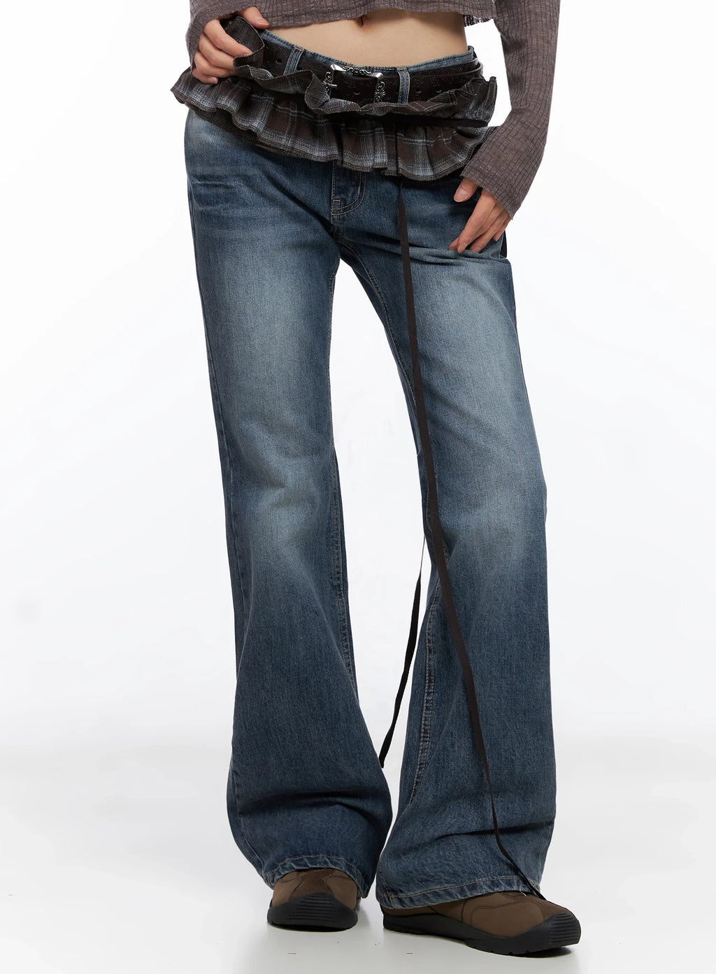 Plaid Layered Wrap Mini Skirt CO516