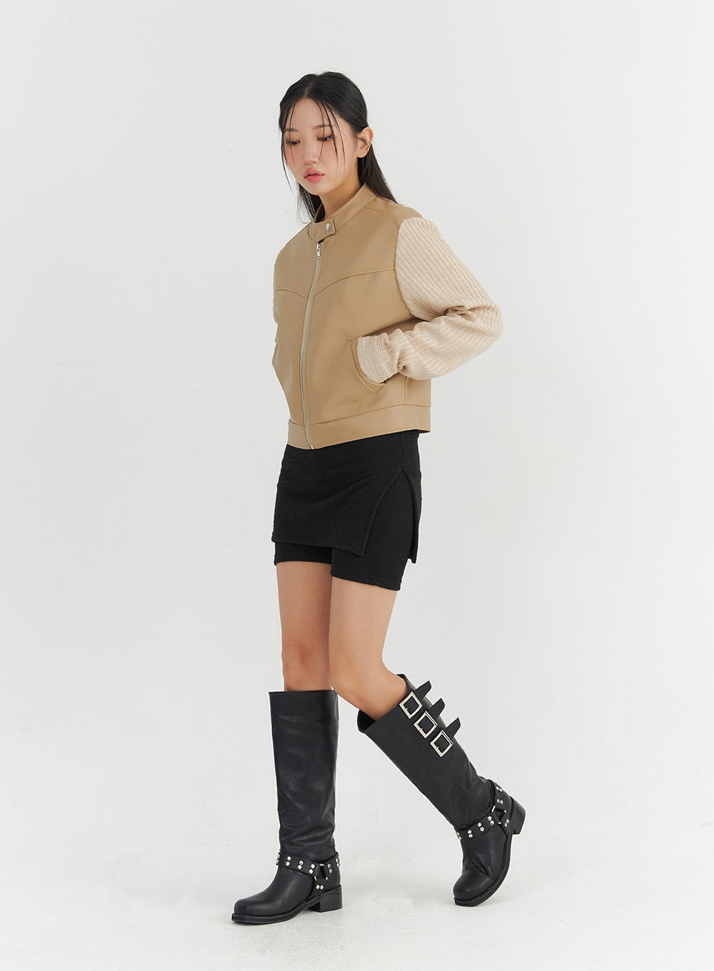 Two-Tone Faux Leather Jacket CO325