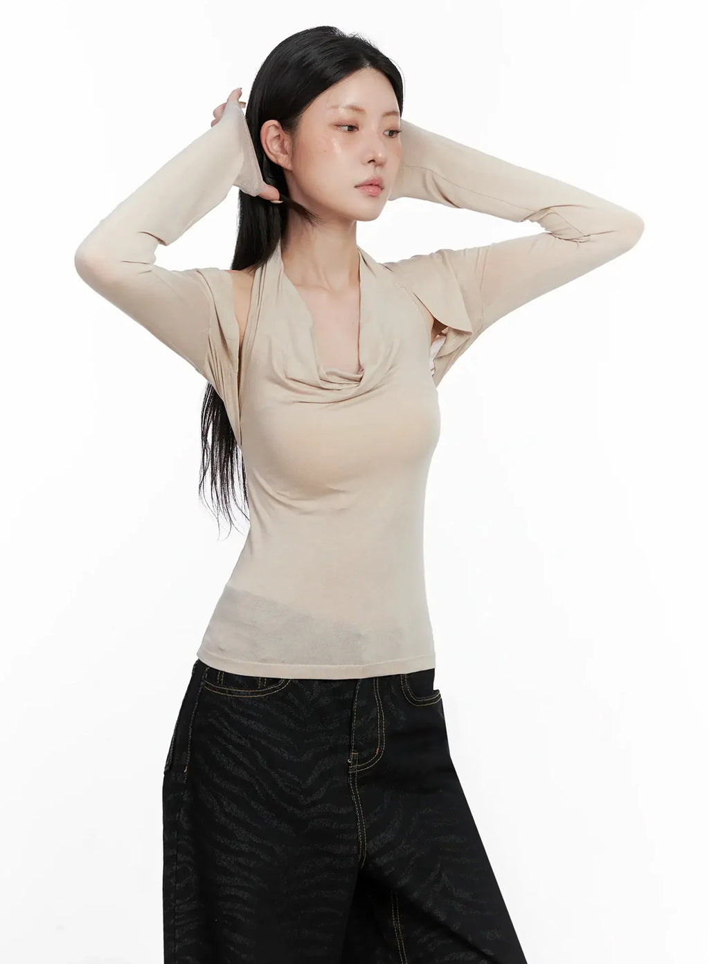 Cowl Neck Top Bolero Set IS508