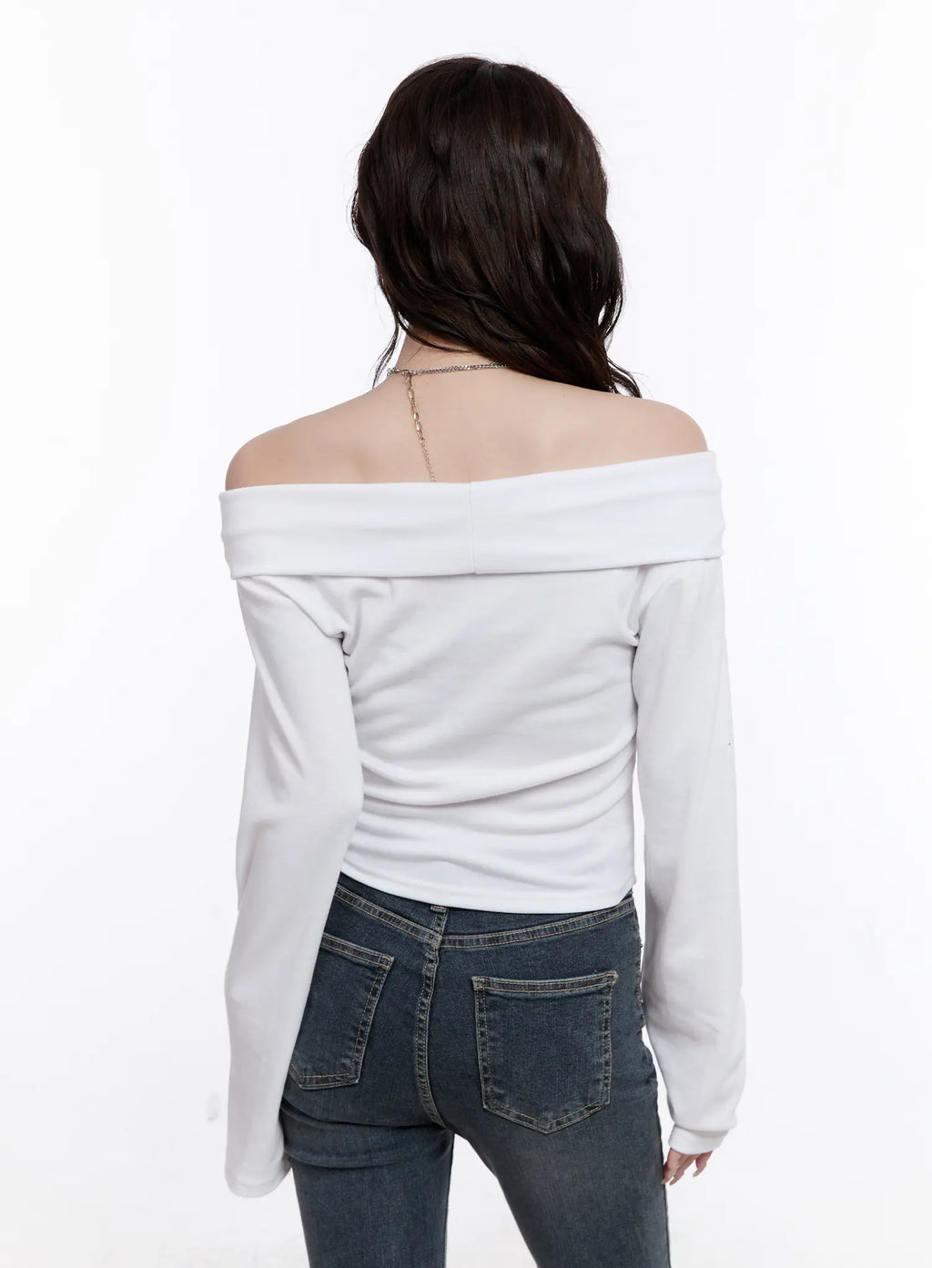 Off-Shoulder Bow Tie Long Sleeve Top CS530