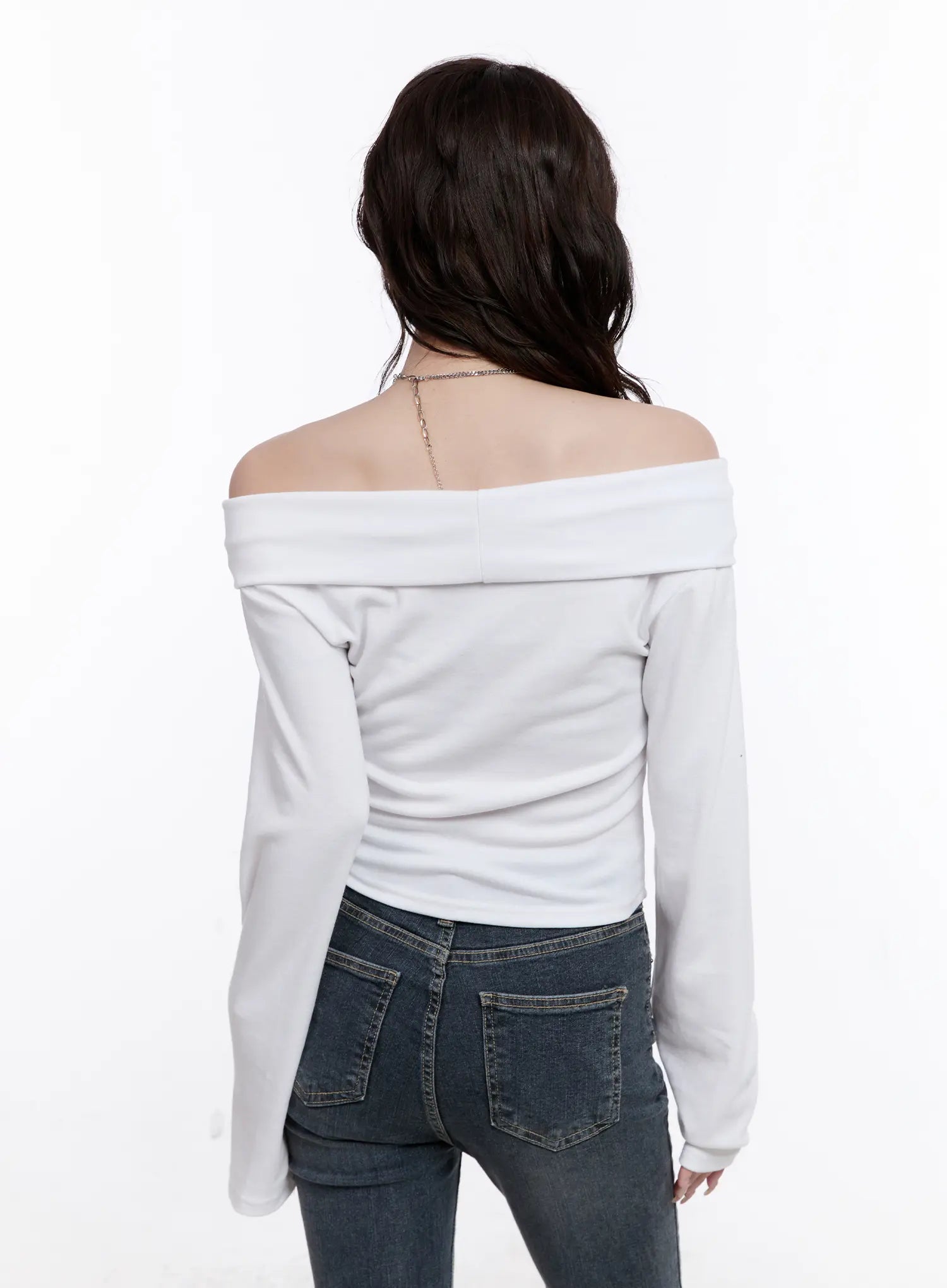 Off-Shoulder Bow Tie Long Sleeve Top CS530