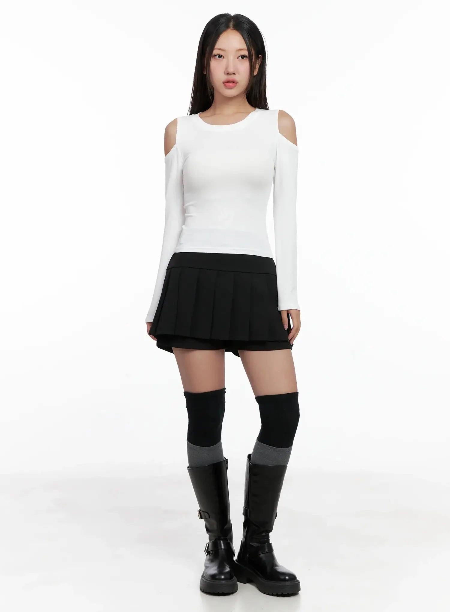 Cut-Out Ribbed Off-Shoulder Top IG527