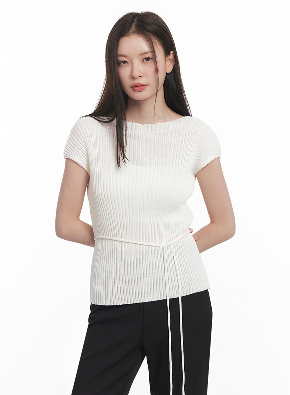 Ribbed String Knit Top IY508