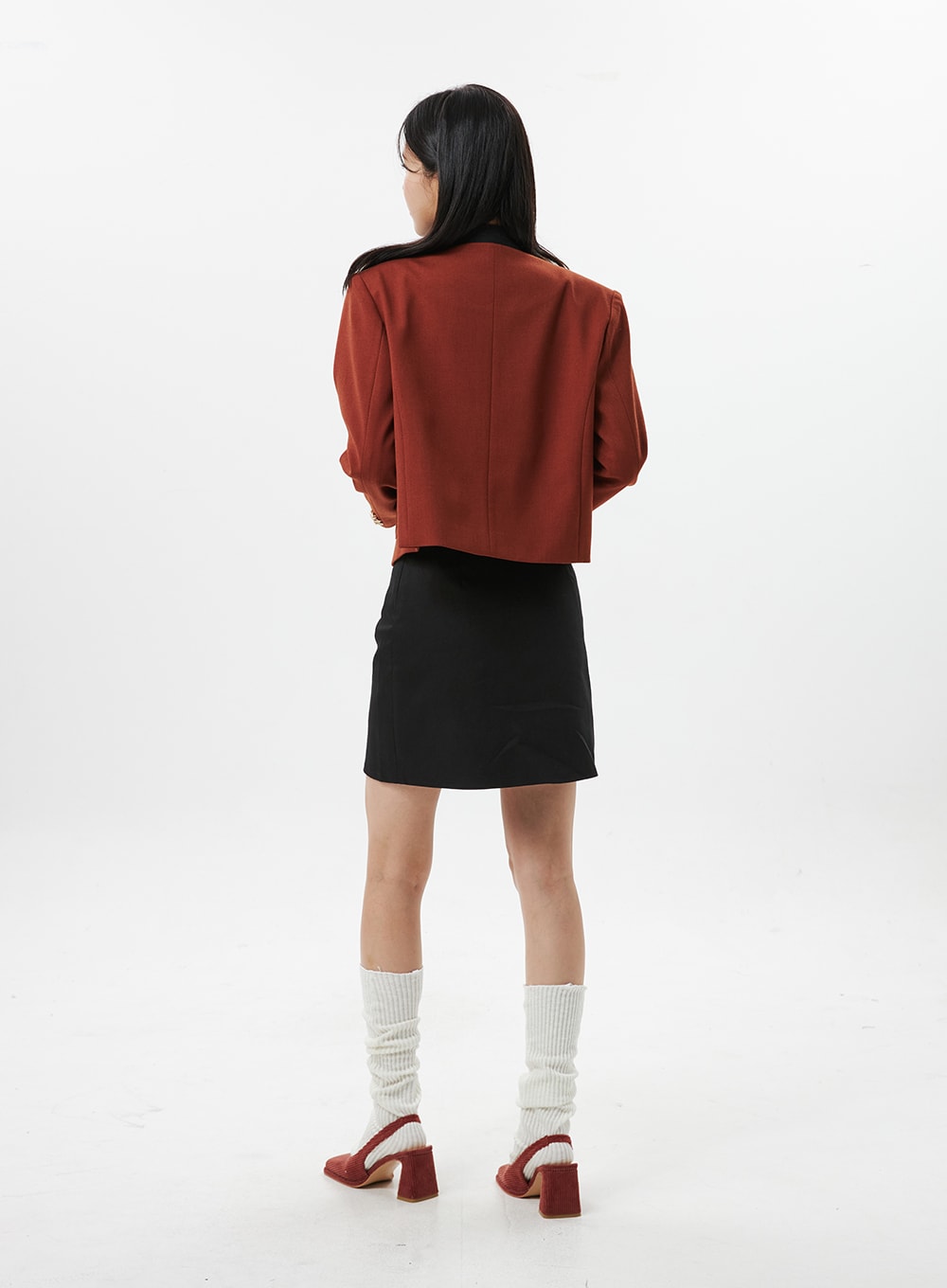 Collarless Crop Blazer Jacket OO312