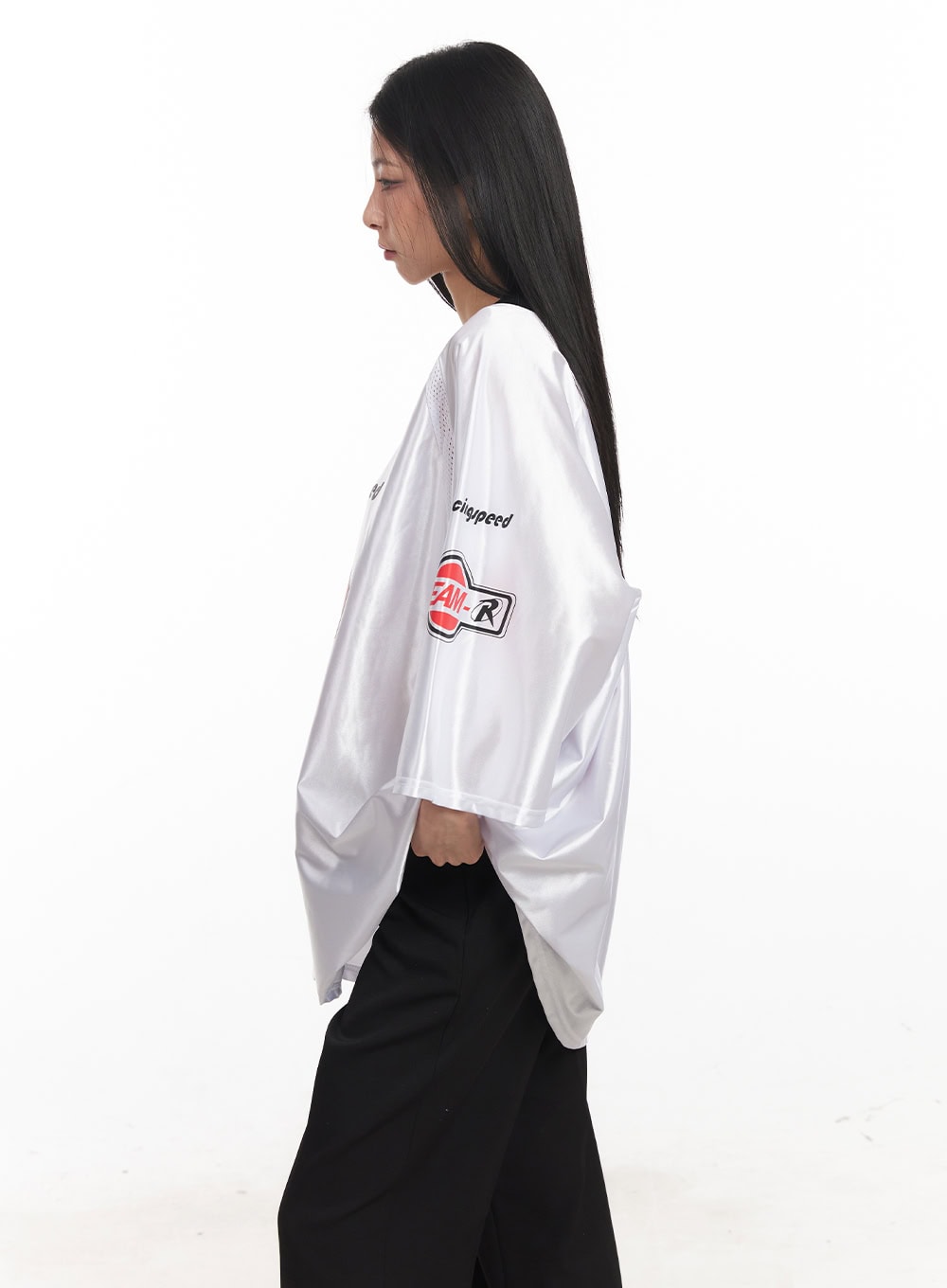 Glossy Oversize Jersey Top CA516