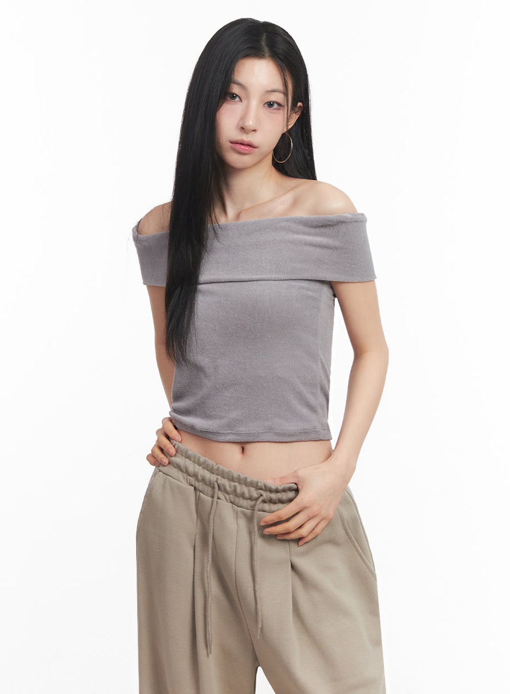 Classic Off-Shoulder Crop Top IY516