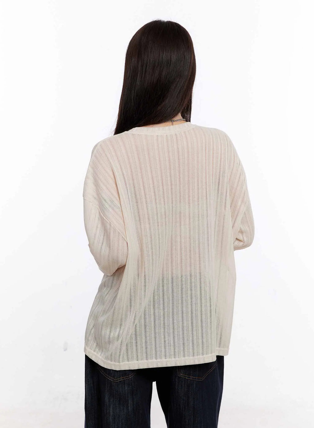 Graphic Oversized Sheer Long Sleeve Top CS530