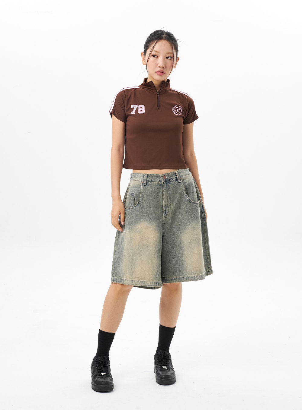 Low Rise Denim Bermuda Pants CU316