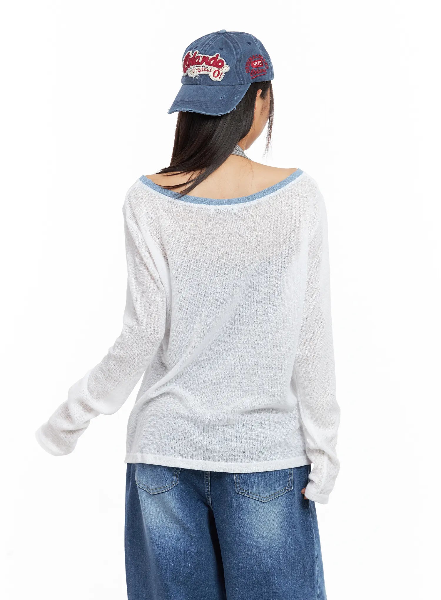 Graphic Linen Loose-Fit Long-Sleeve Tee CL509