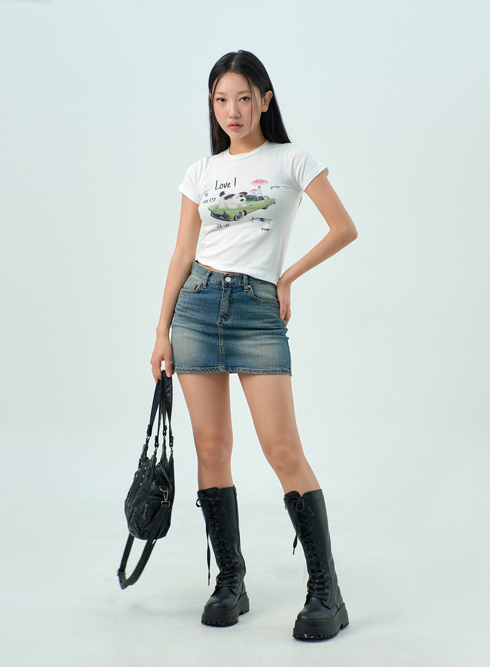 Mid-Wash Denim Skirt CY330