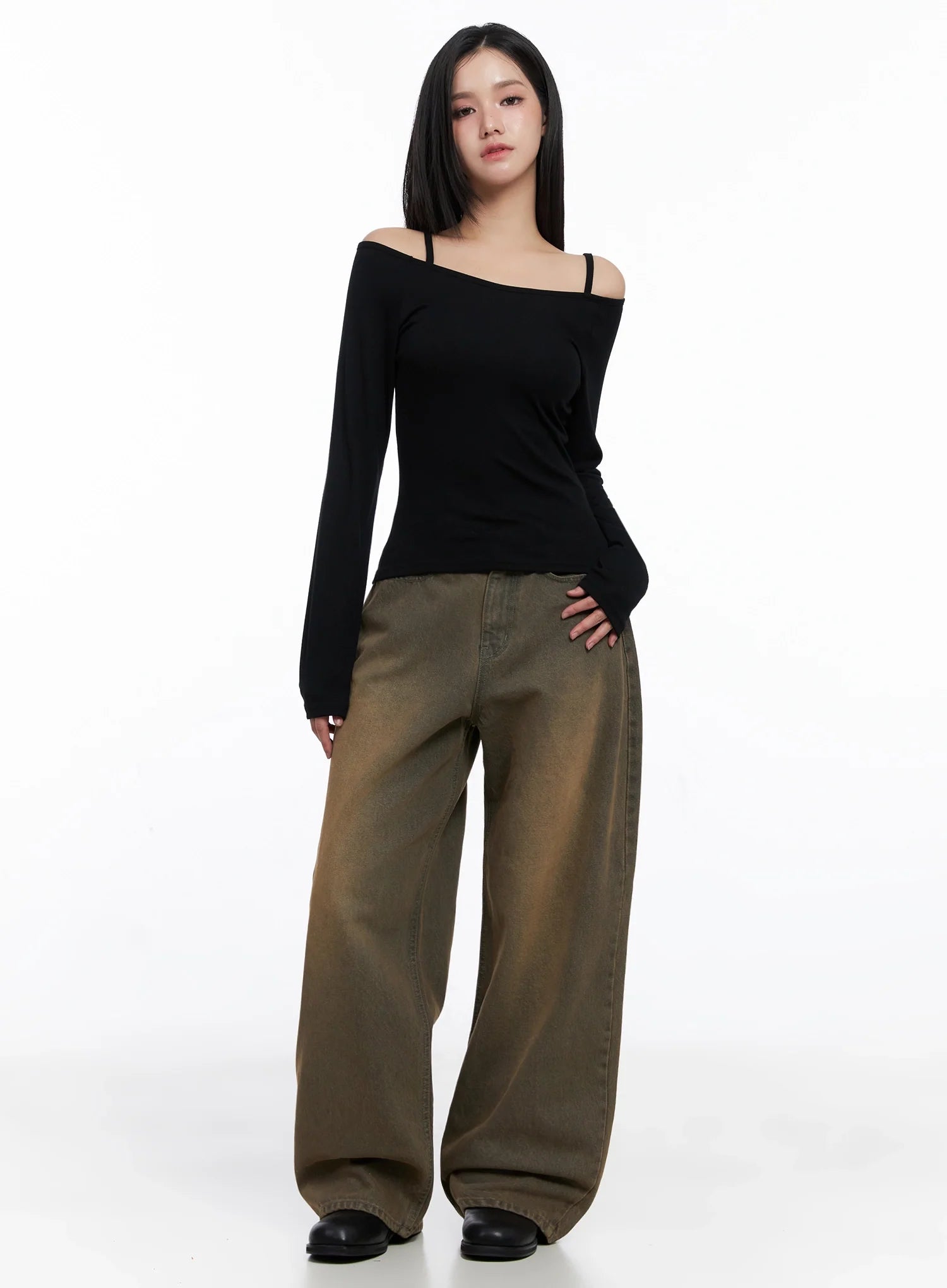 Elegant Long Sleeve Off-Shoulder Top IS525