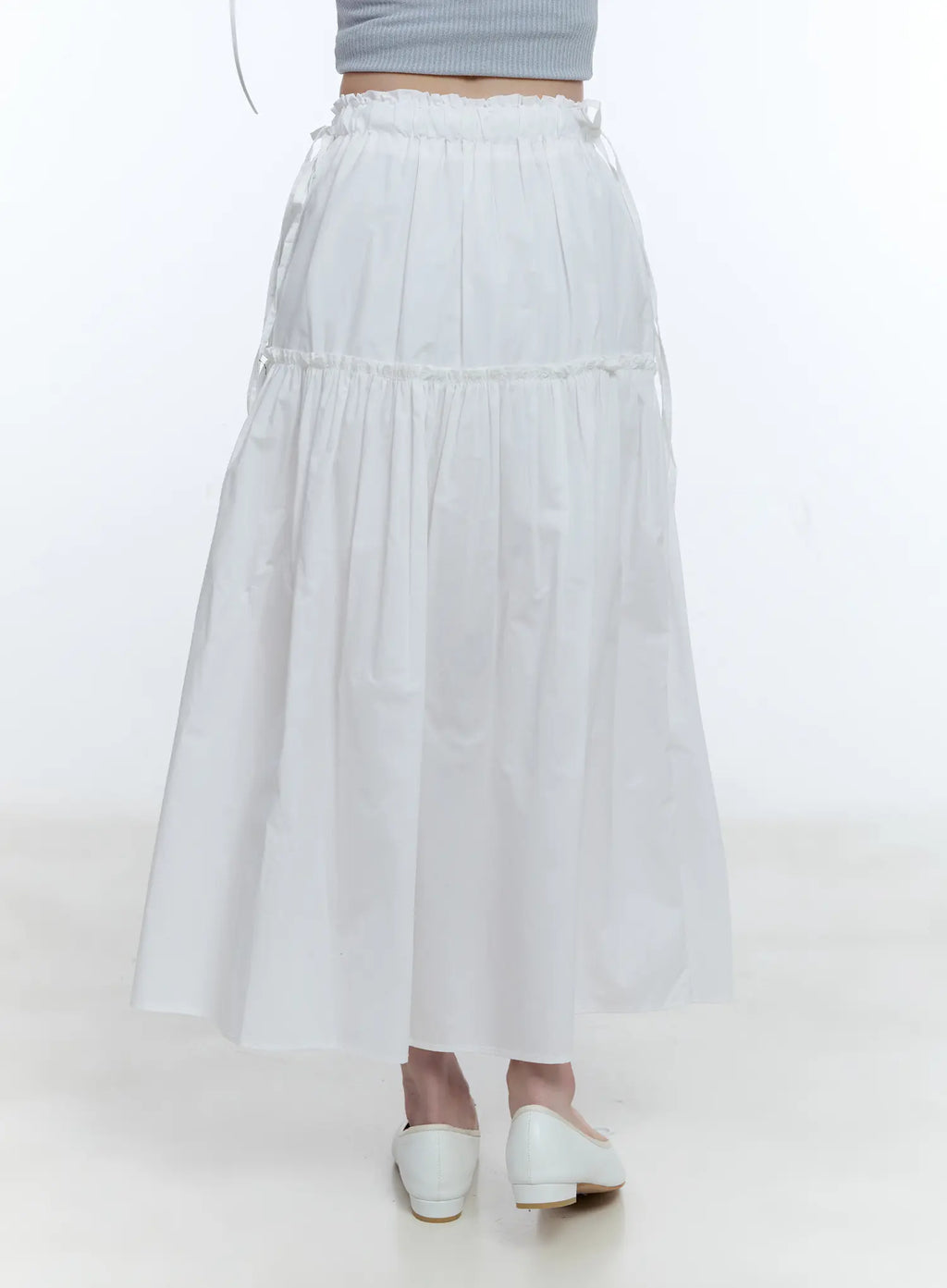 Ribbon Tie Waist Maxi Skirt CG512