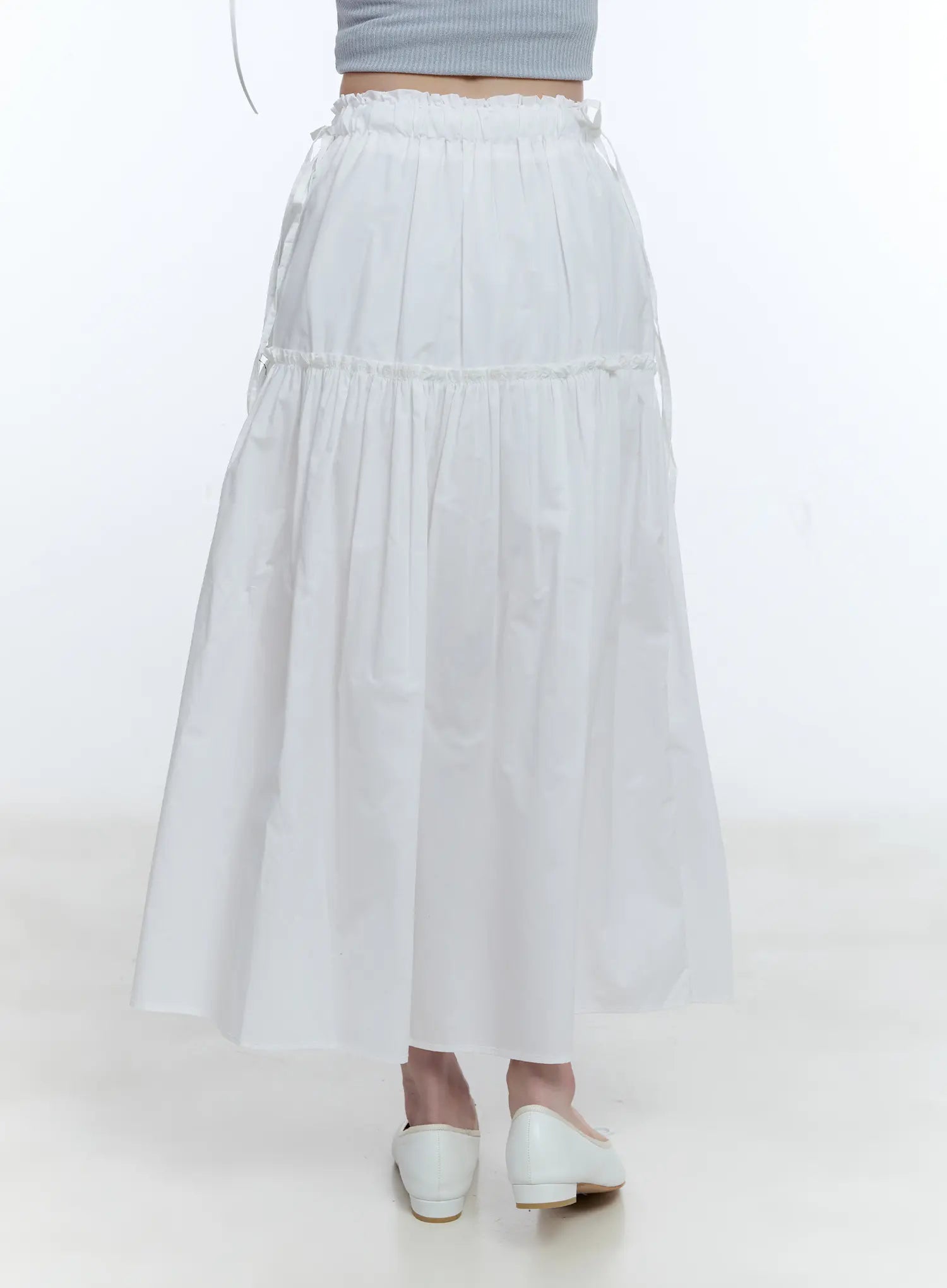 Ribbon Tie Waist Maxi Skirt CG512