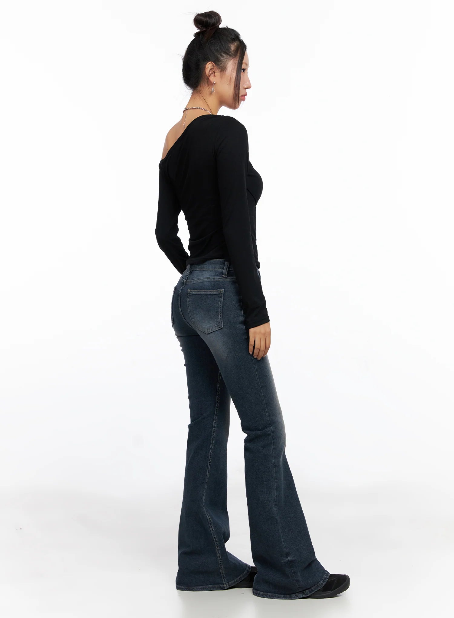 Ribbon One-Shoulder Long Sleeve Top CO514