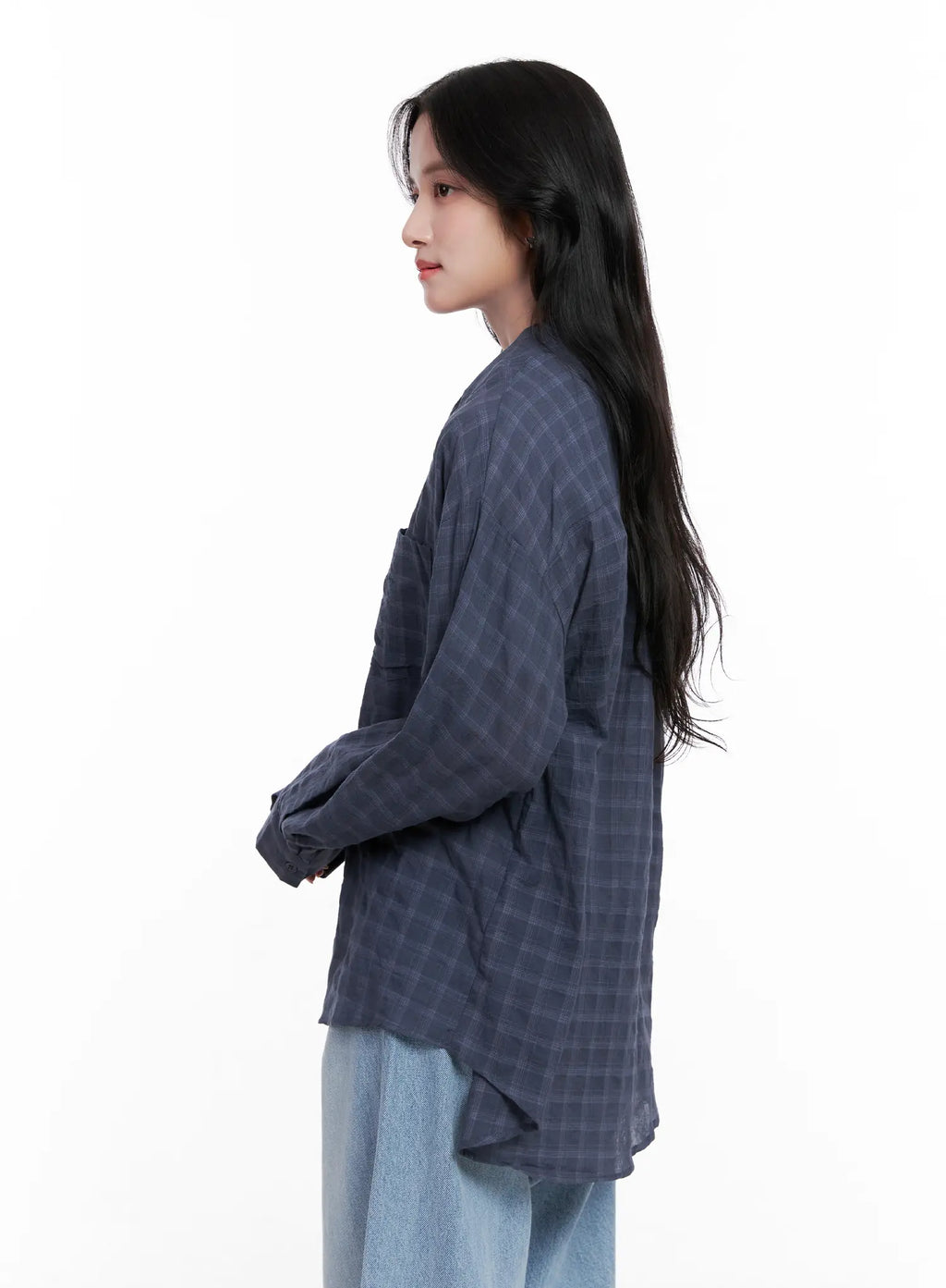 Oversized Plaid Button-Down Shirt CL515