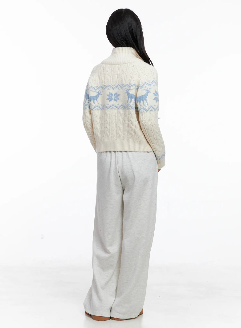 Cable Knit Funnel Neck Zip-Up Sweater CS523