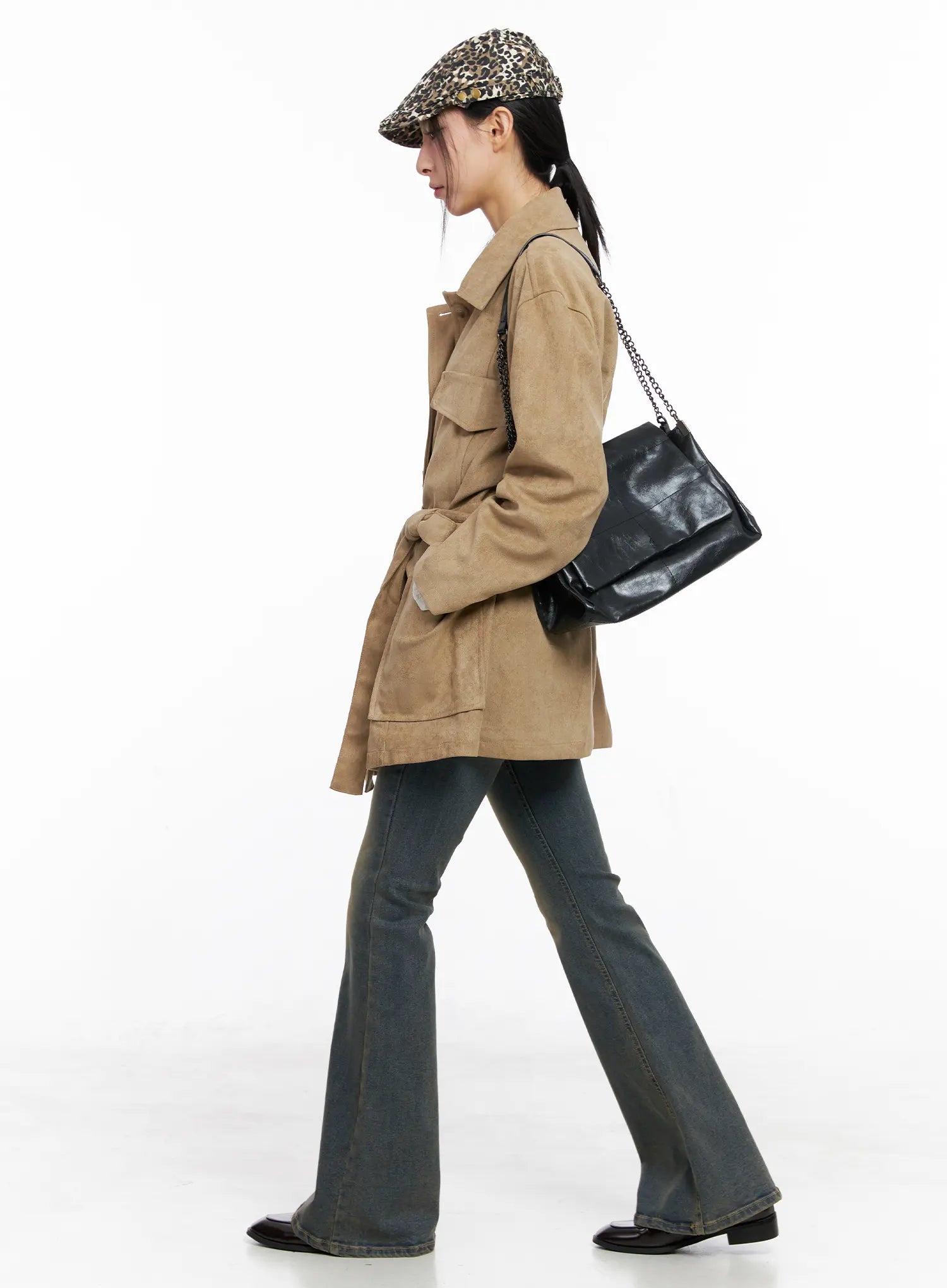 Relaxed Suede Jacket with Belt CC1109