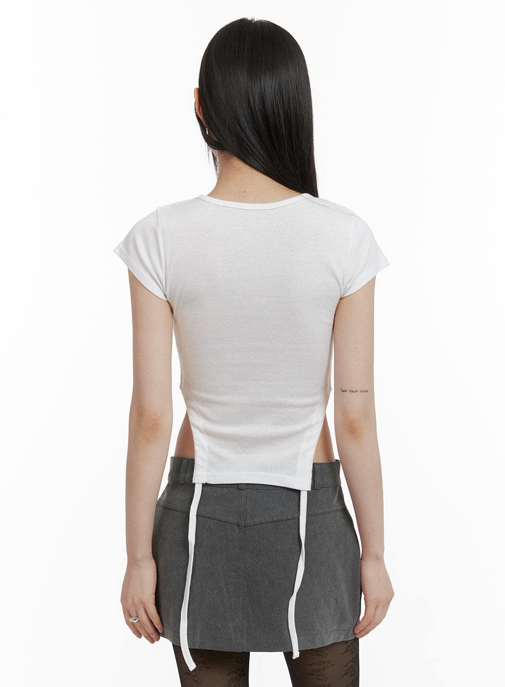 Side Slit Round Neck Tee CA422