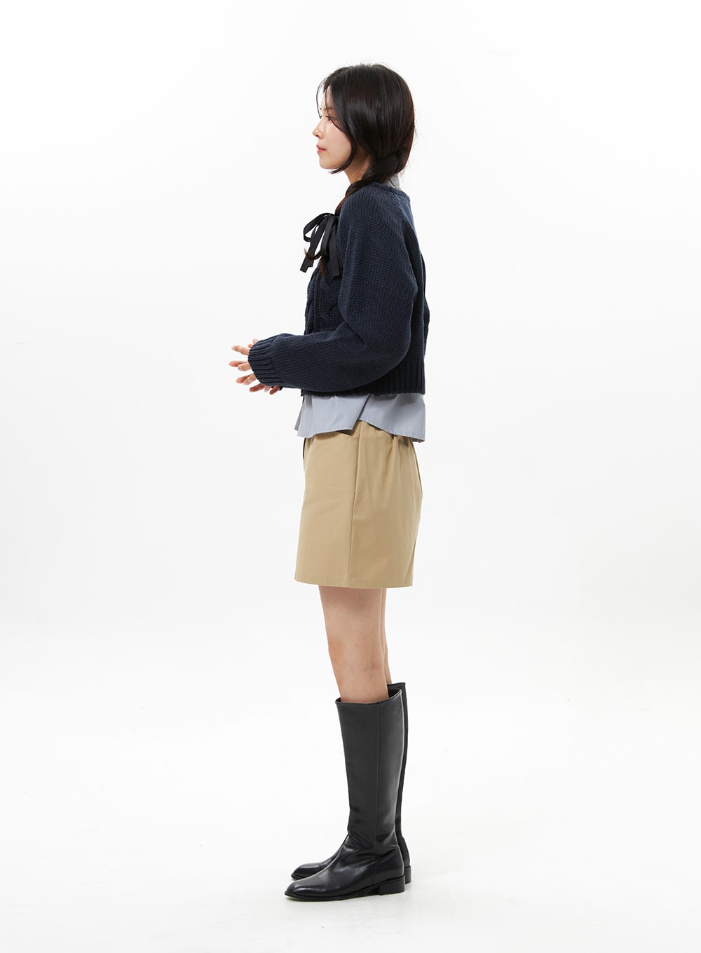 Cable Knit V-Neck Sweater OS313