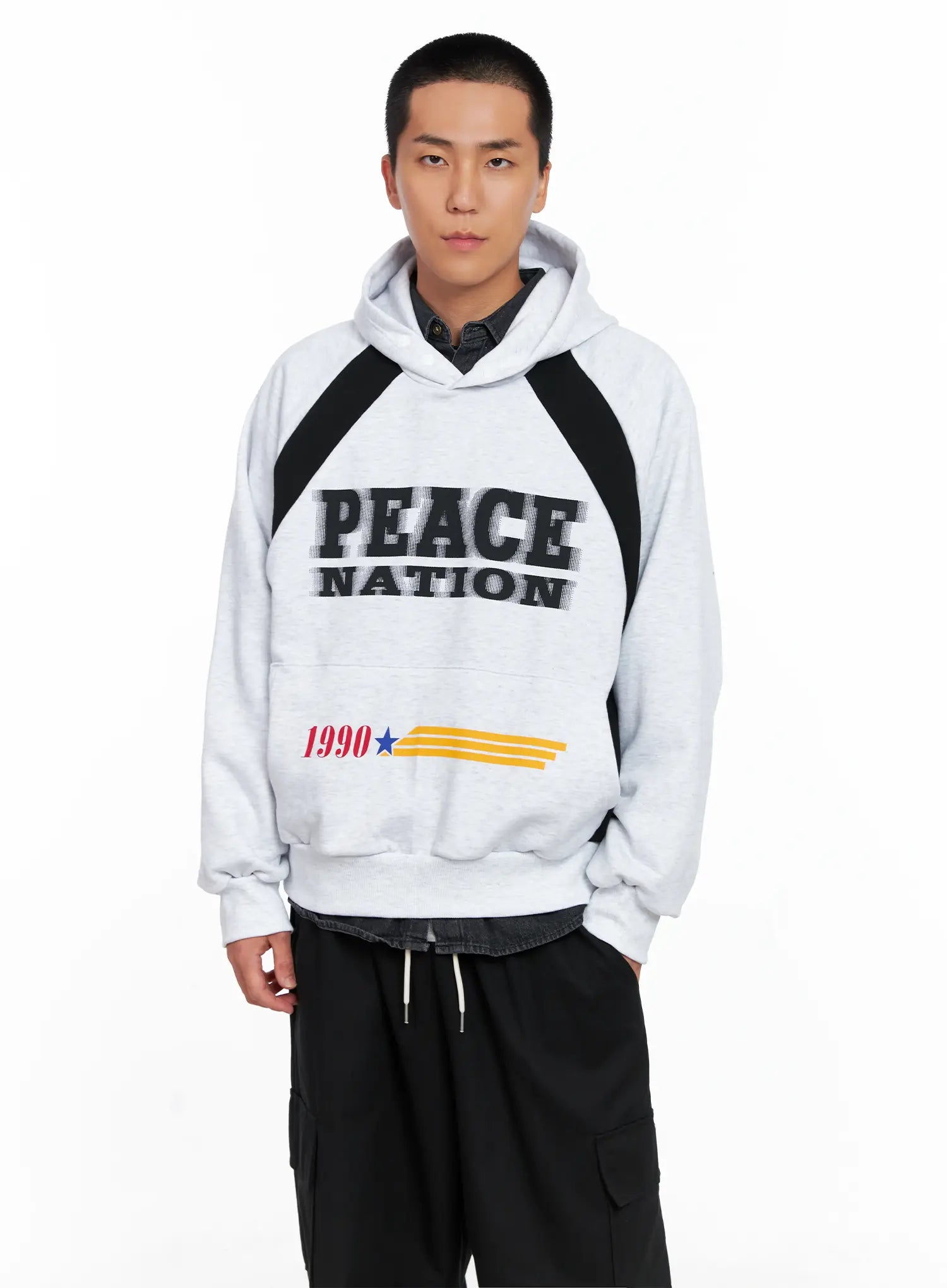 Men's Raglan Graphic High Neck Hoodie IS510