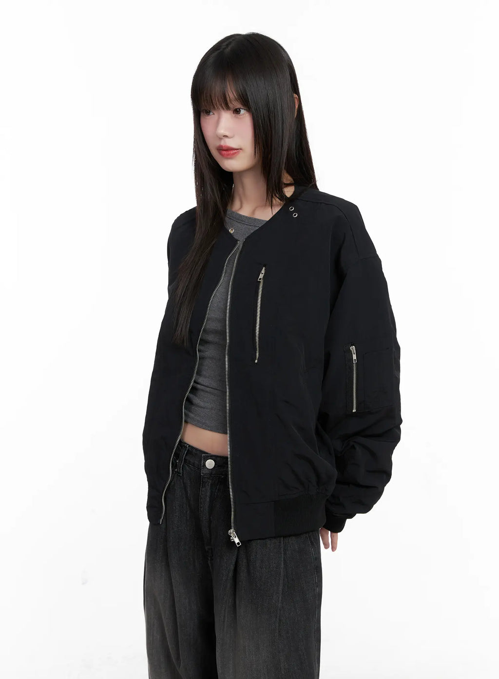 Shirred Oversized Bomber Jacket CG519