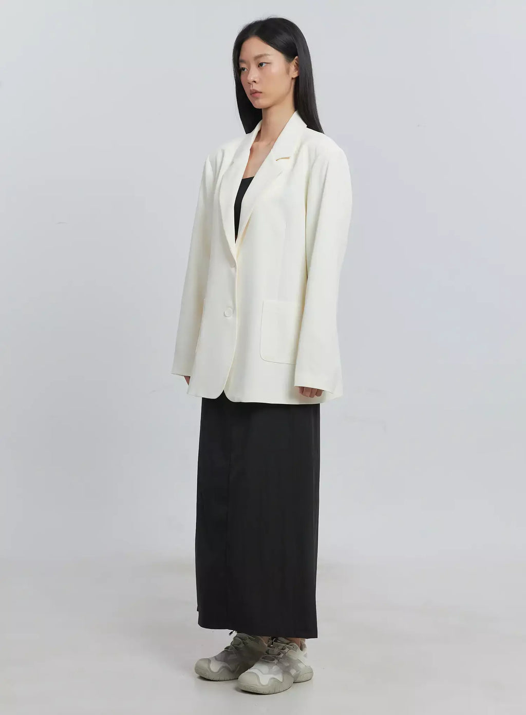 Classic Oversized Blazer (Light beige) IU512