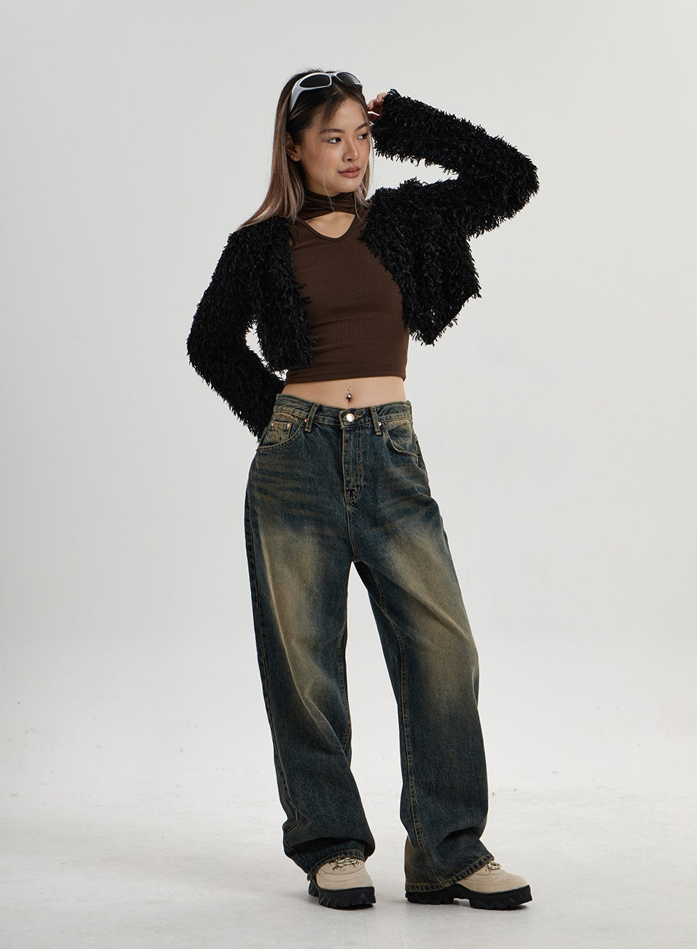 Vintage Washing Wide Leg Denim Pants CN14