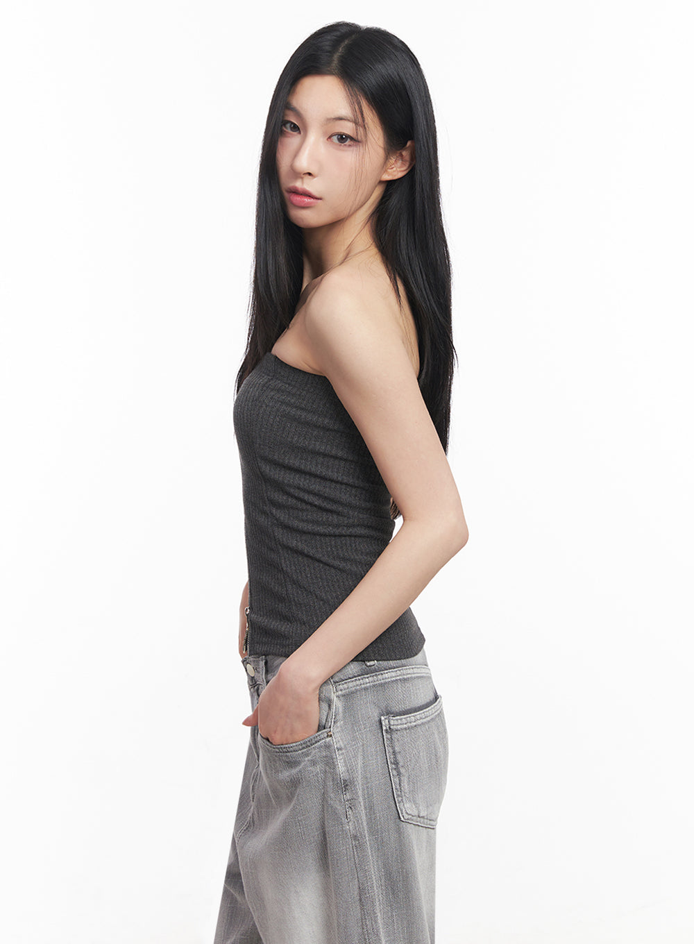 Zip-Up Tube Top IY516