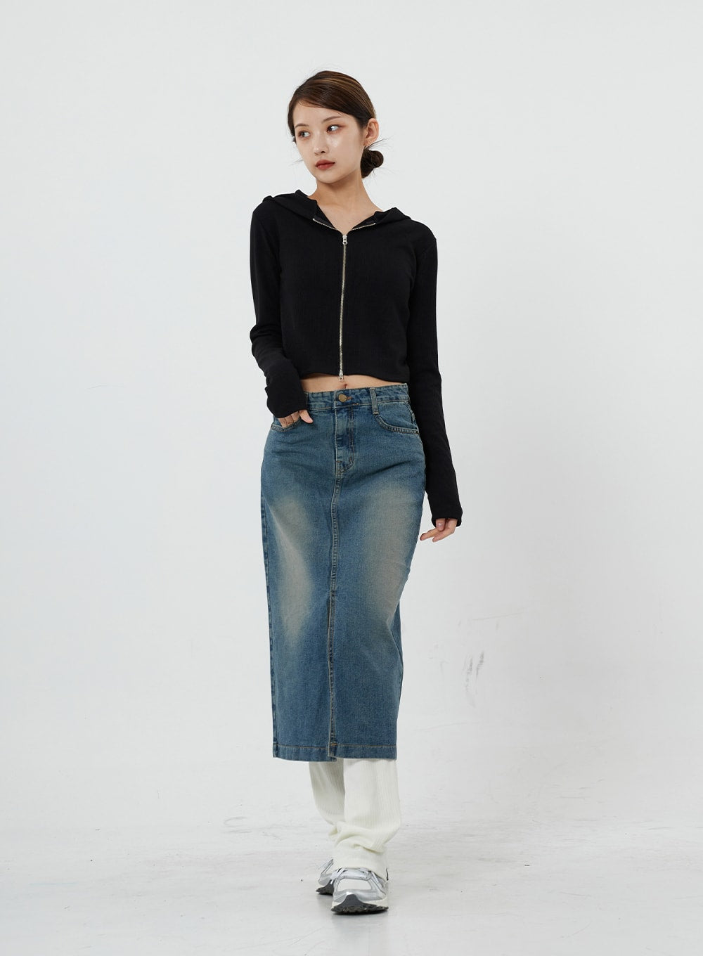 Washing Denim Long Skirt CS19