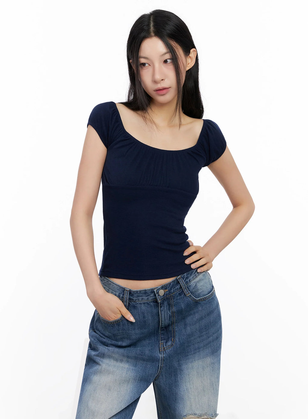 Off-Shoulder Puff Sleeve Top IG508