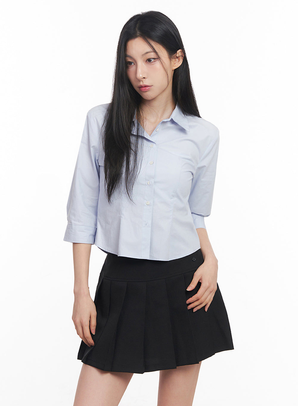 Half-Sleeve Slim-Fit Collared Shirt IY516