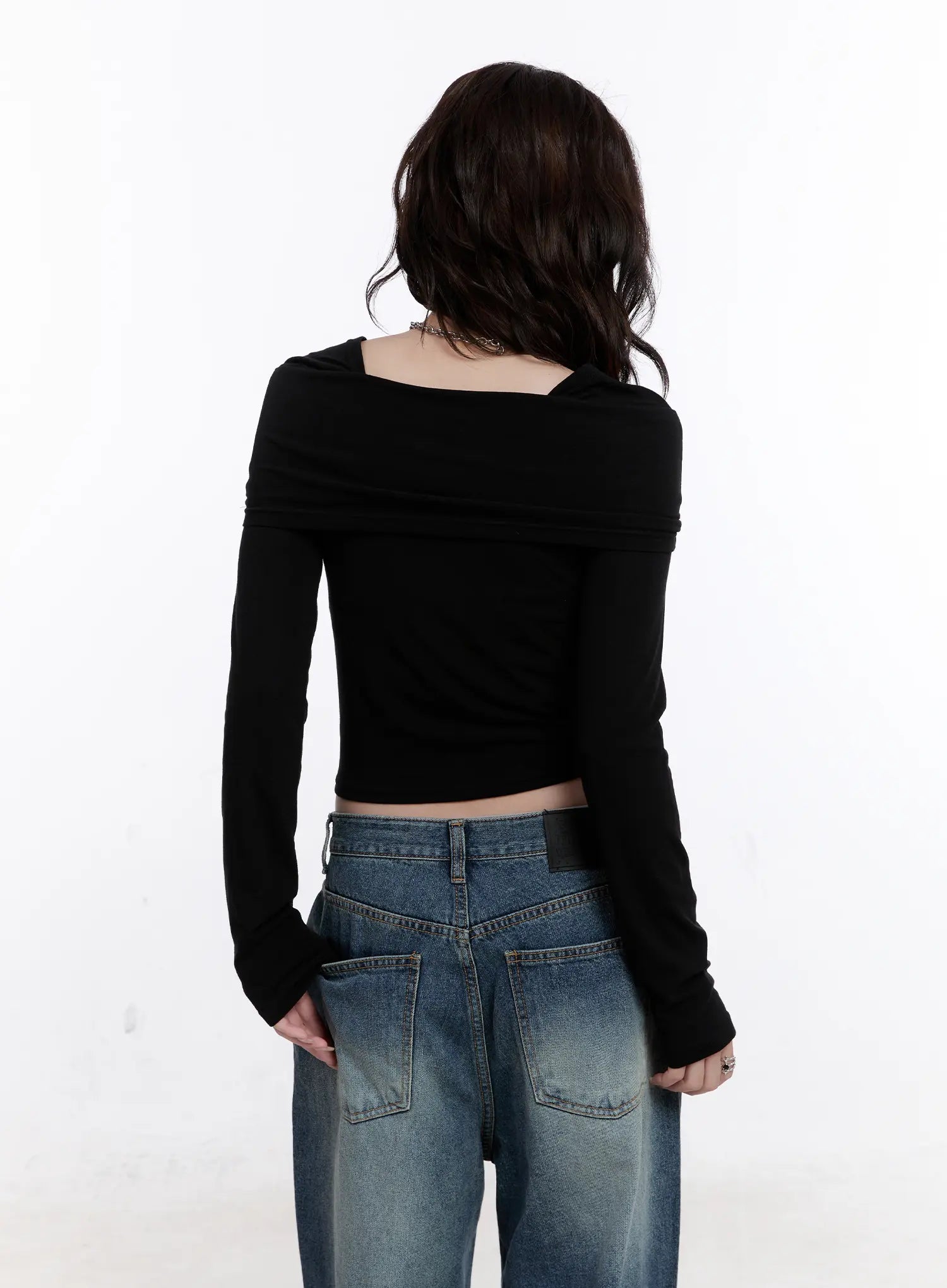 Asymmetrical Tie Detail Long Sleeve Top CO501