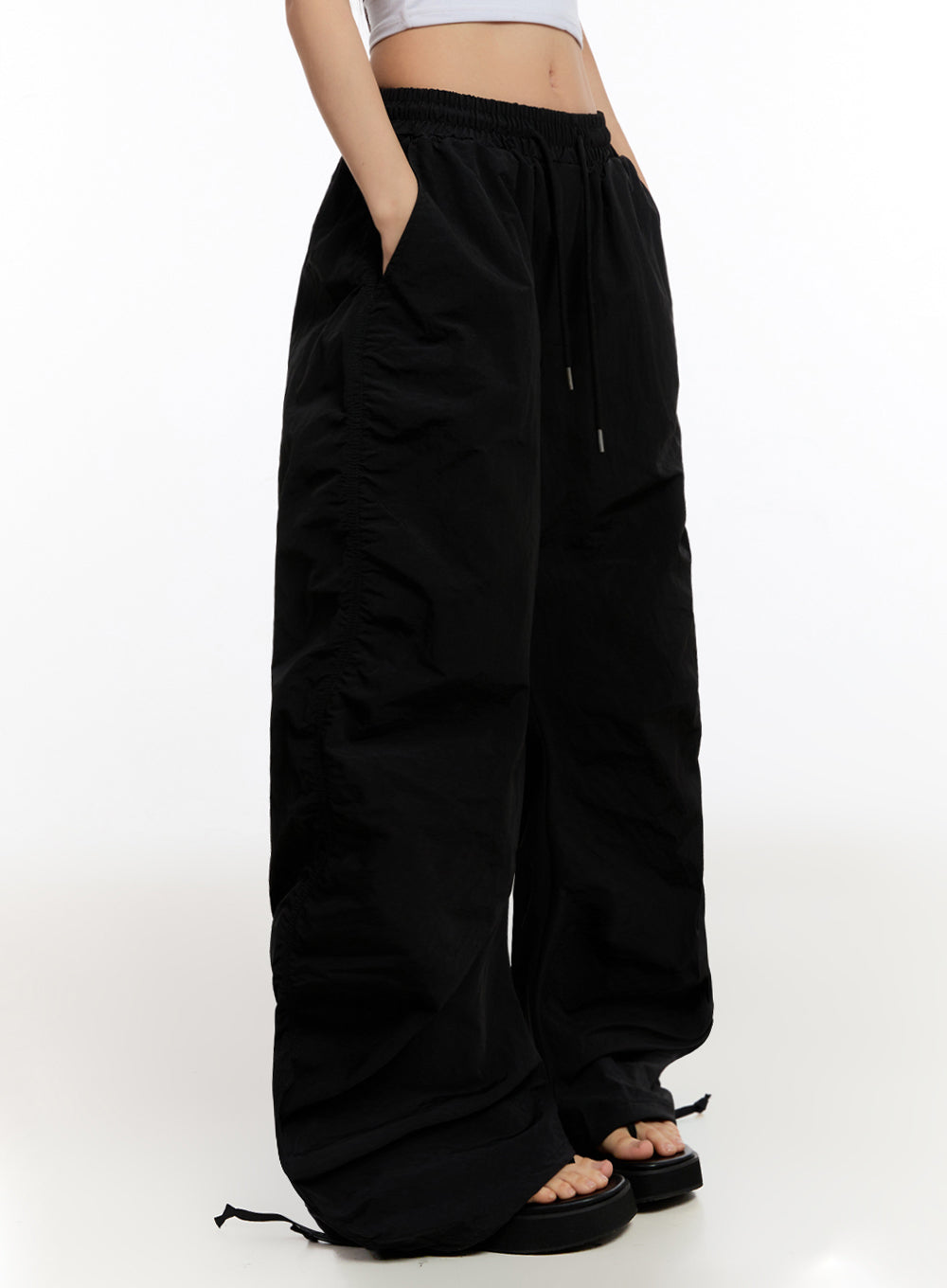 Adjustable Wide-Leg Nylon Pants IU509