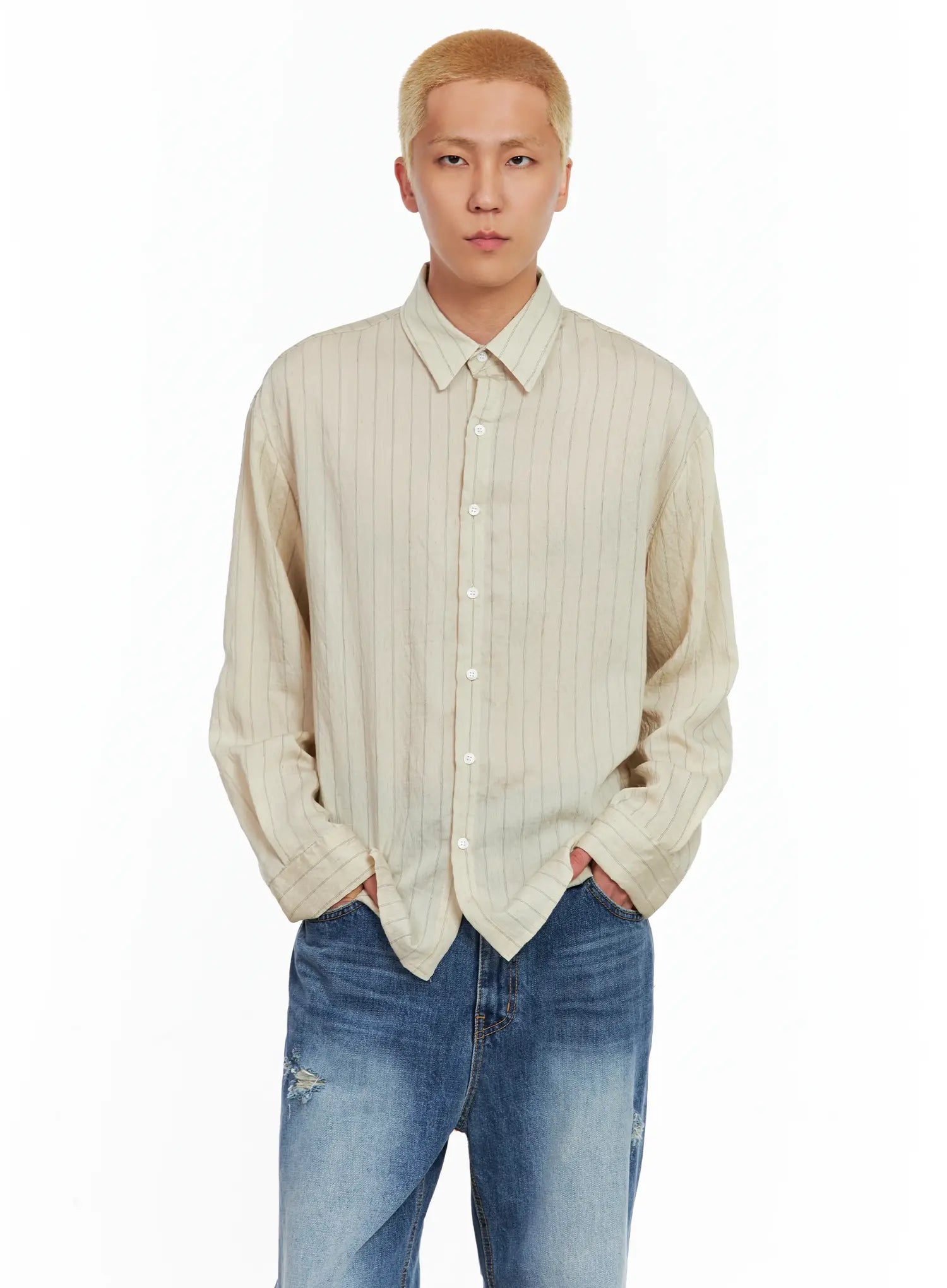 Men's Linen Button-Up Shirt IL514