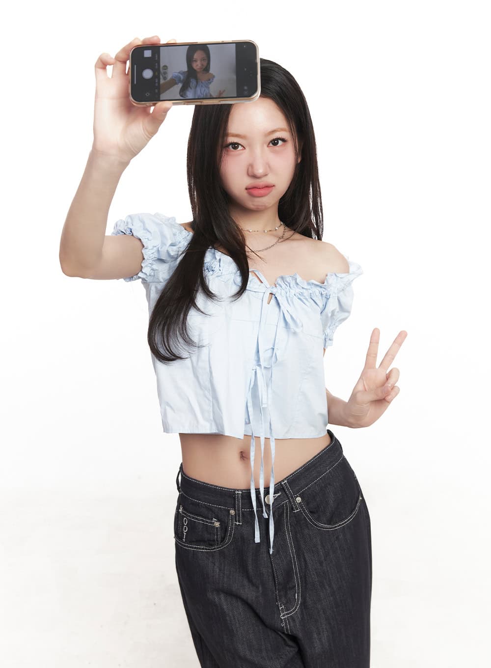 Ribbon Off-Shoulder Blouse Crop Top CA529