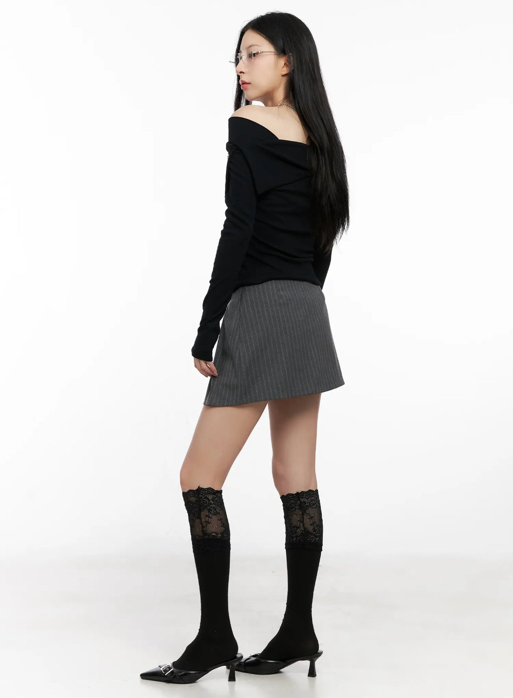 Striped Button Mini Skirt CG525