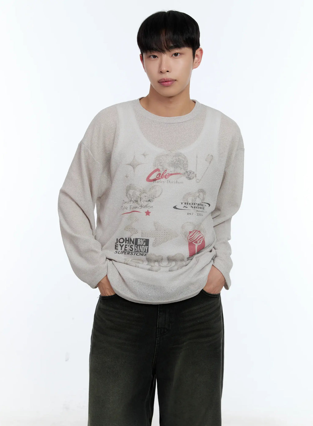 Men's Graphic Linen Long-Sleeve Tee IL515