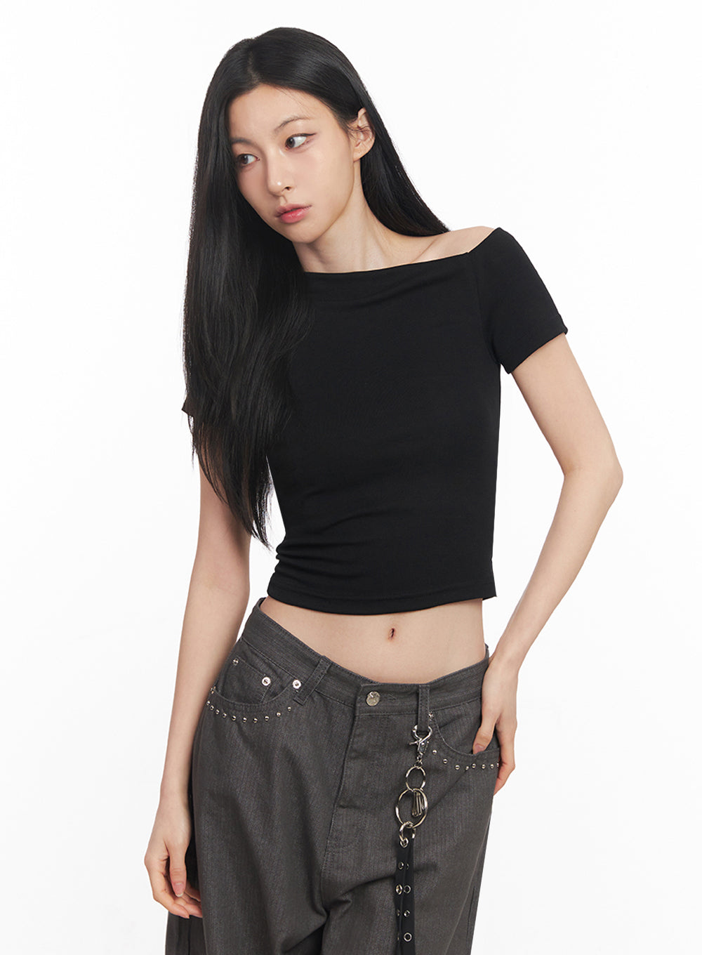 Classic One-Shoulder Crop Top IY516