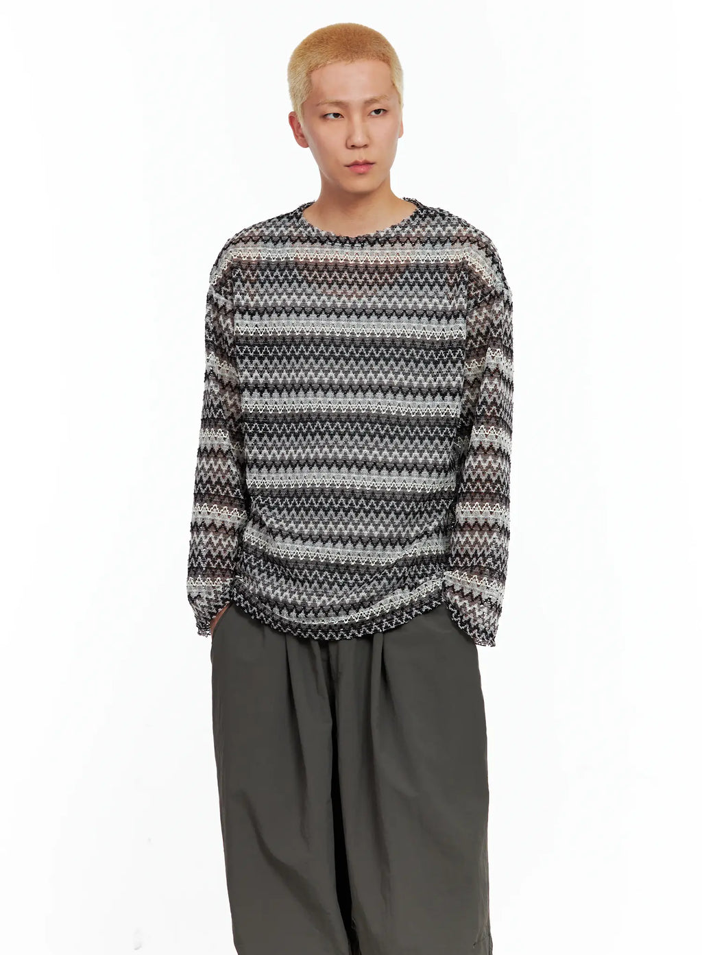 Men's Grunge Mesh Long-Sleeve Tee IL511