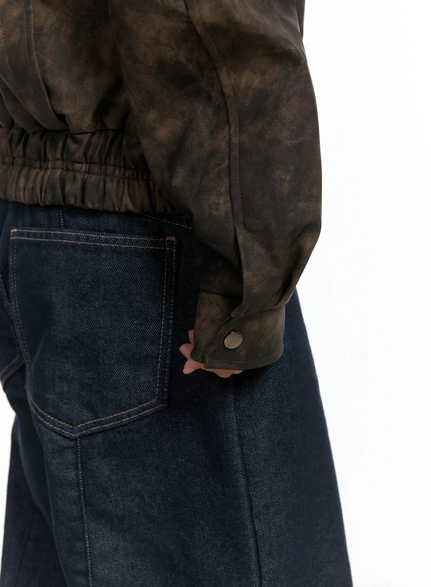 Oversized Print Leather Jacket CS505