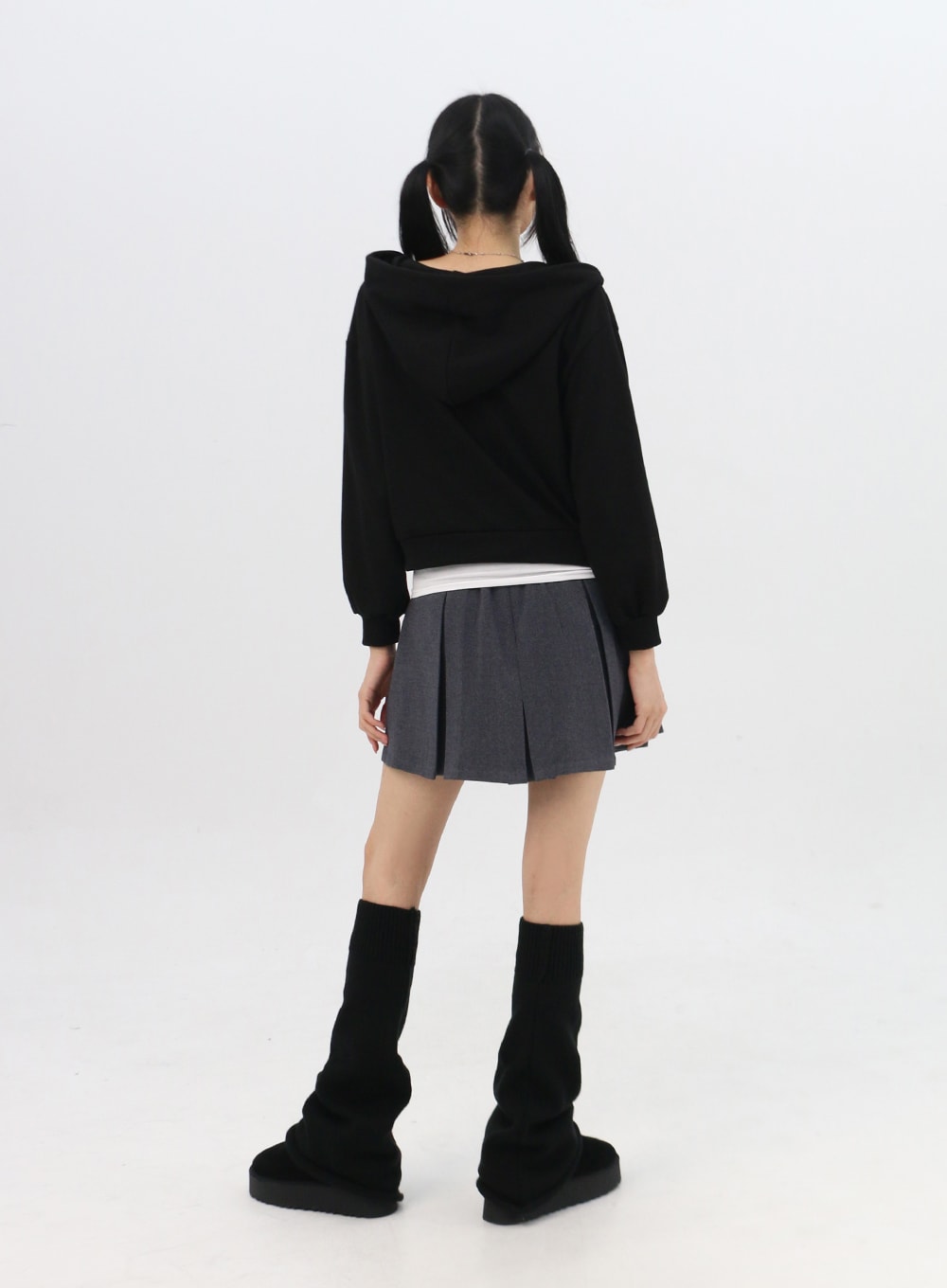 Zip-Up Graphic Crop Hoodie IN314