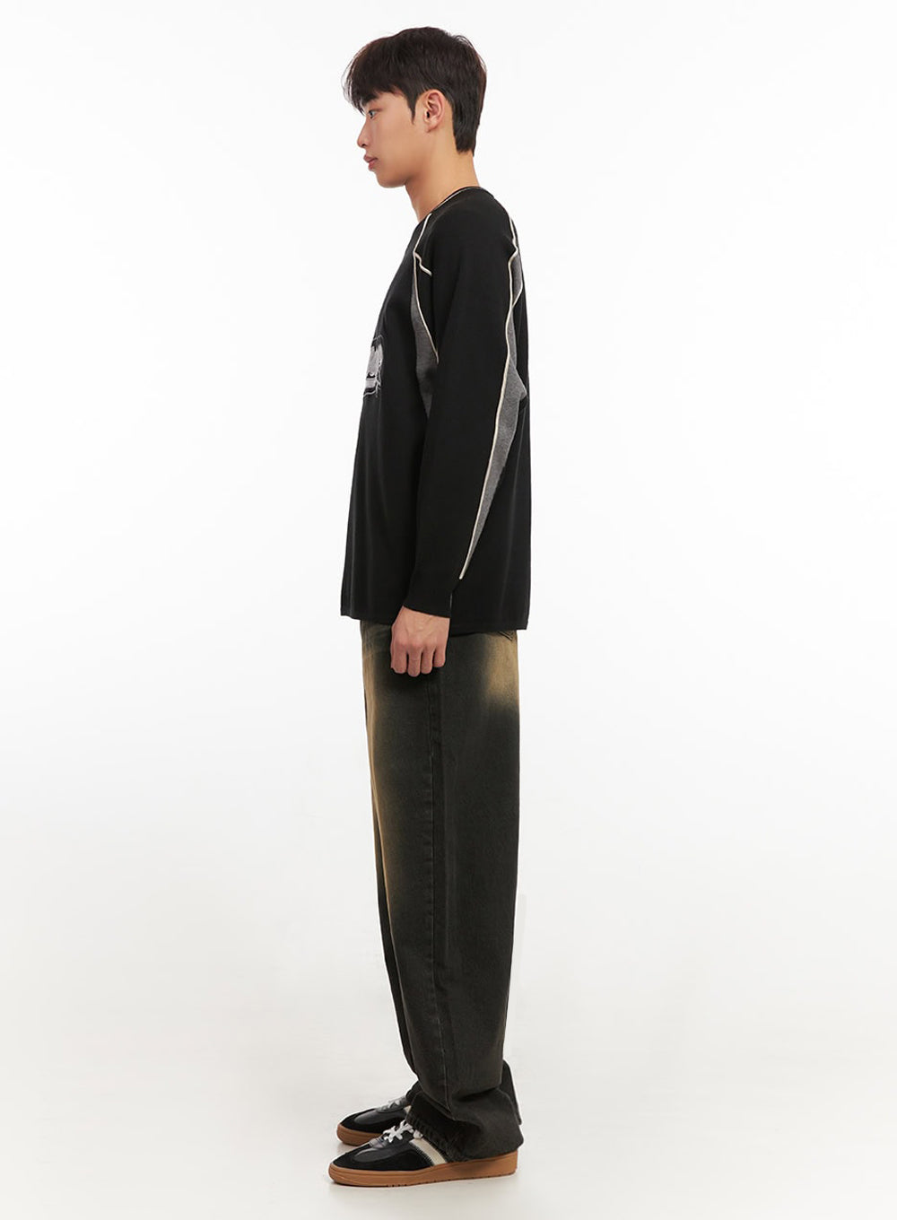 Men's Vintage Washed Wide-Leg Jeans IF517