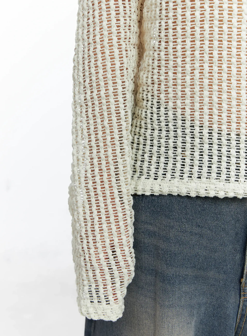 Sheer Mesh Knit Pullover CS504