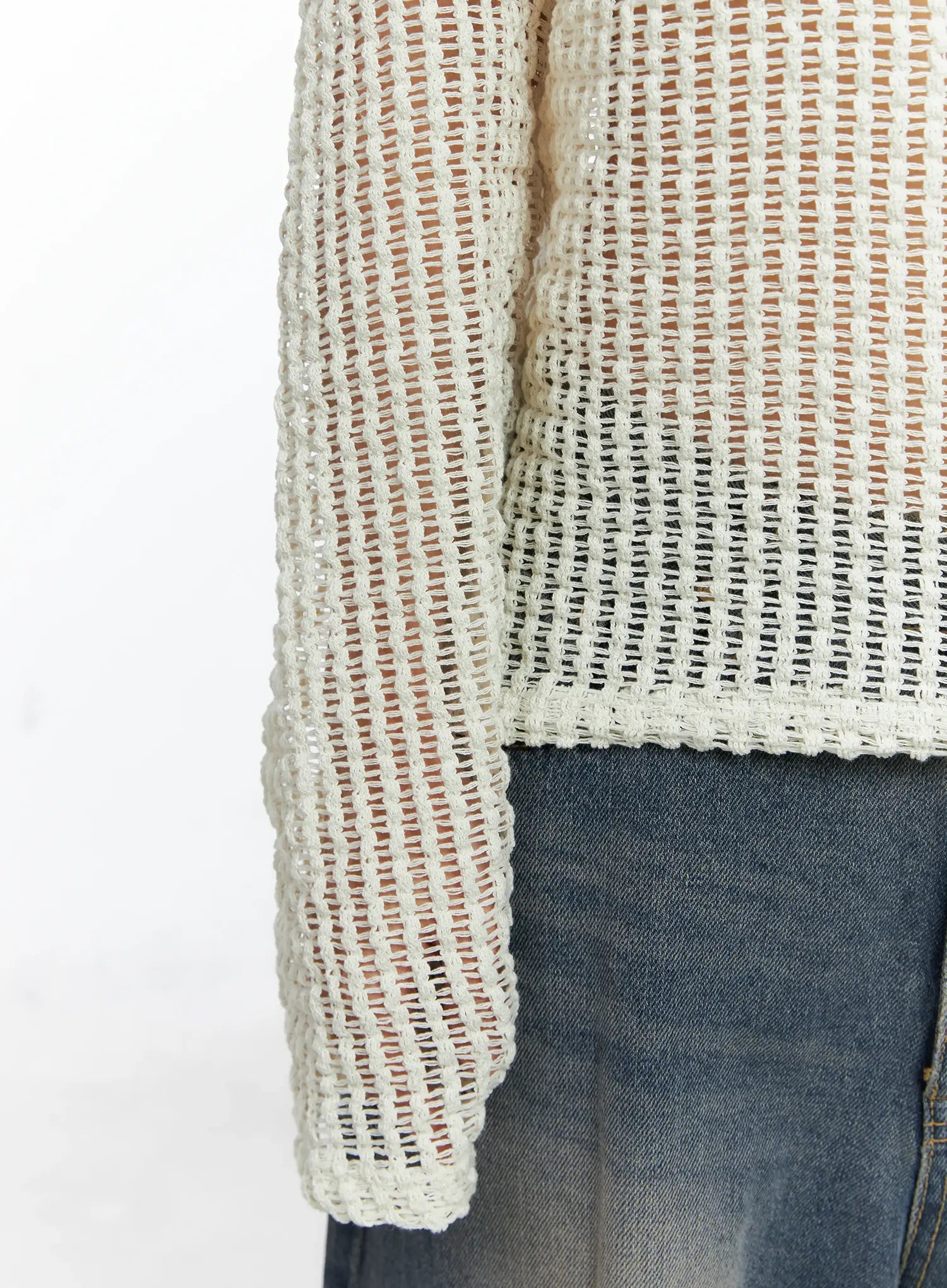 Sheer Mesh Knit Pullover CS504