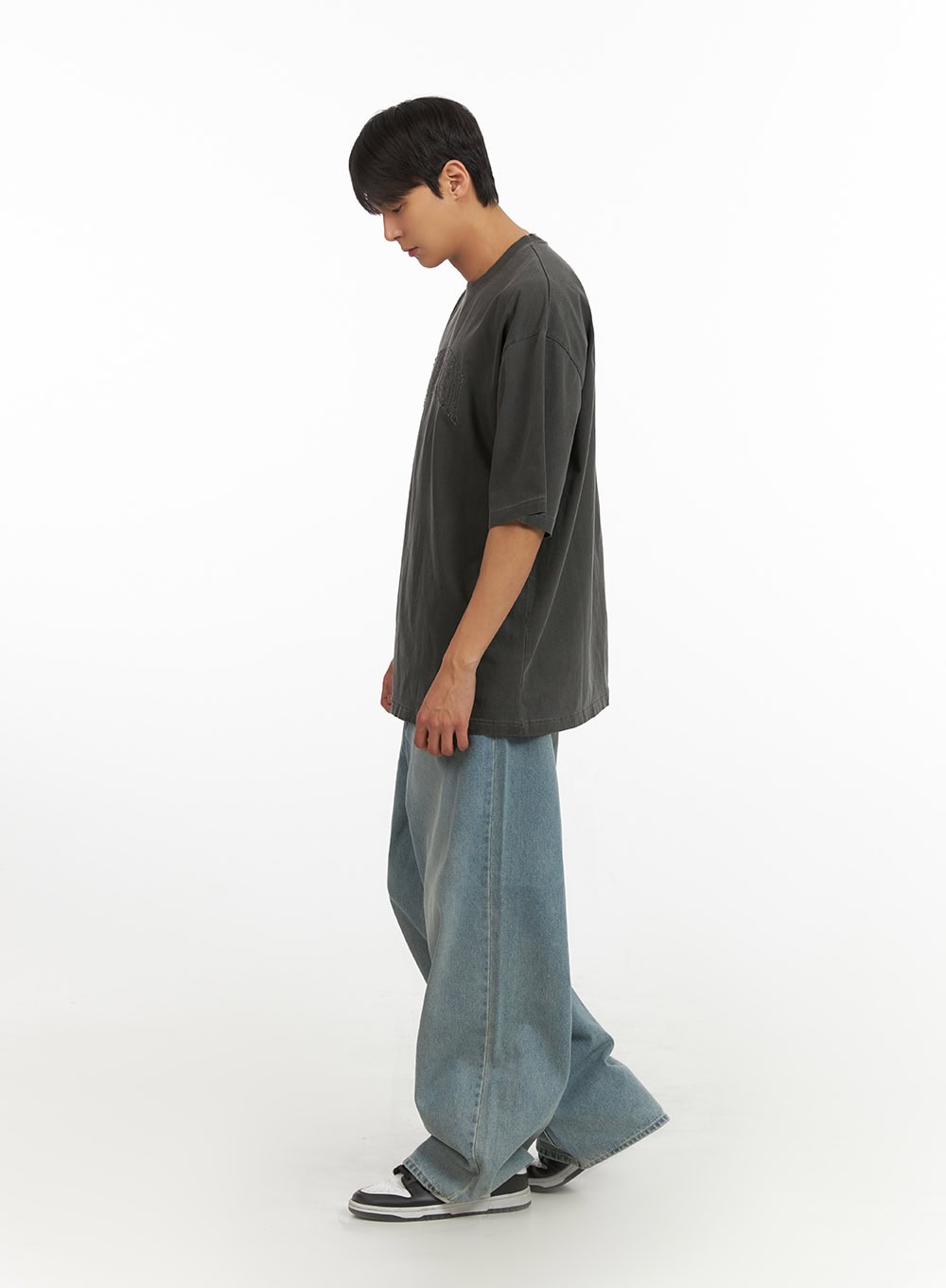 Men's Stitched Lettering T-Shirt IU419