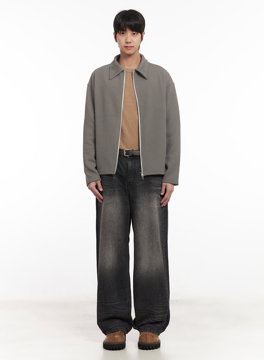 Men's Zip-Up Collared Cardigan Jacket IM518