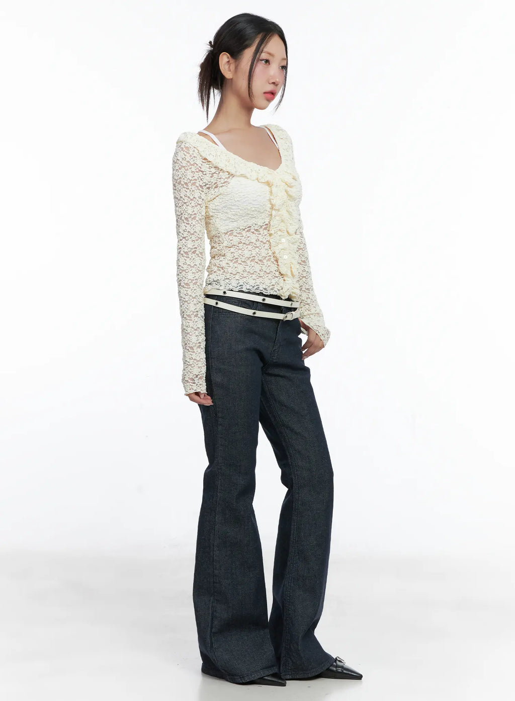 Lace Ruffle Long Sleeve Top CS502