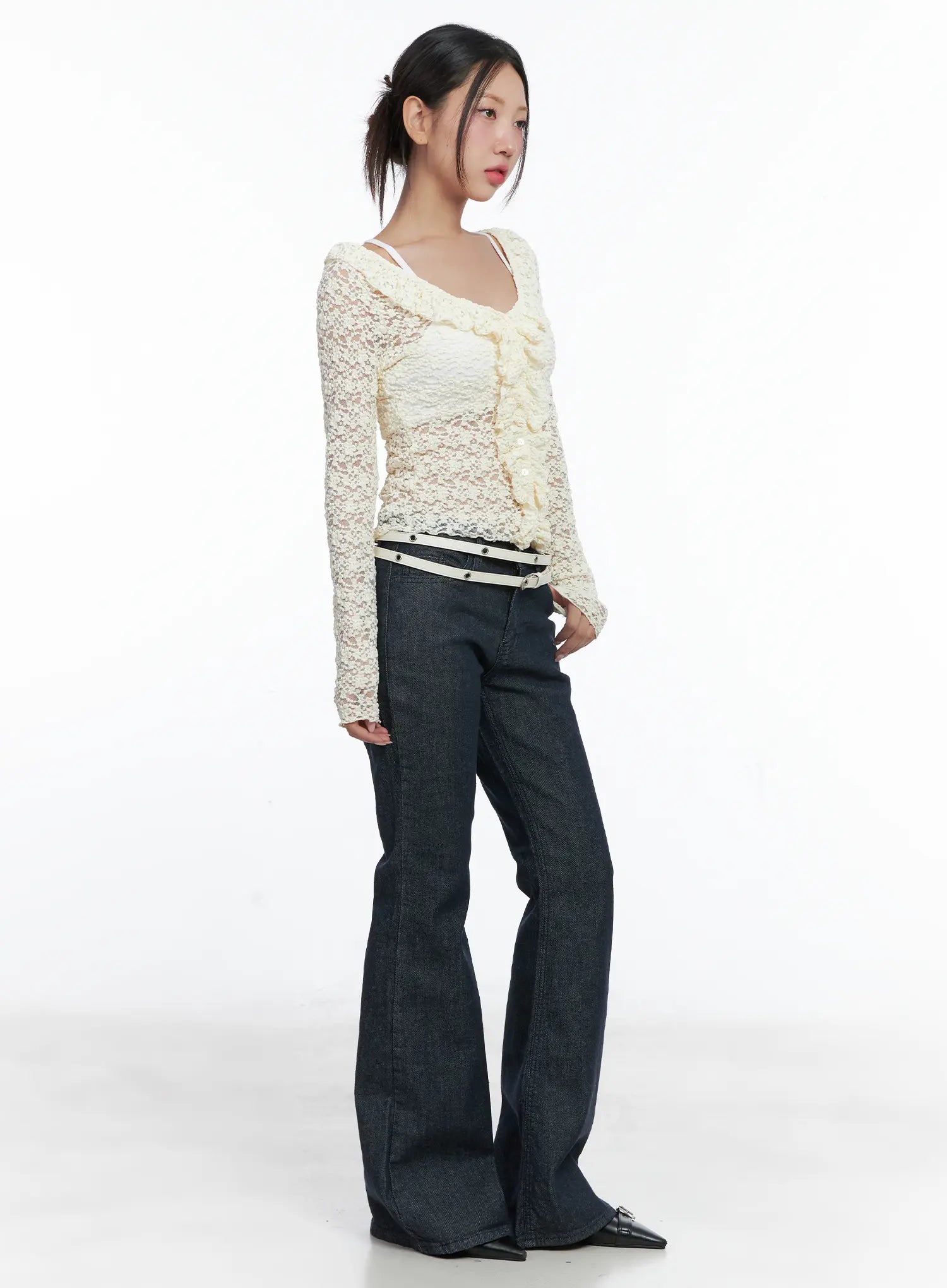 Lace Ruffle Long Sleeve Top CS502